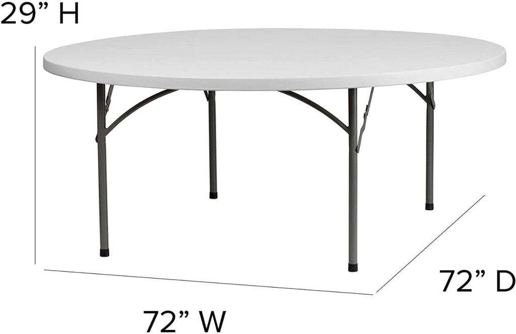 10 Pack 6 Foot Round Granite White Plastic Folding Table Z4495