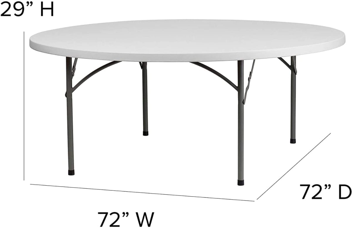 10 Pack 6 Foot Round Granite White Plastic Folding Table Z4495