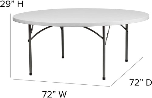 10 Pack 6 Foot Round Granite White Plastic Folding Table Z4495