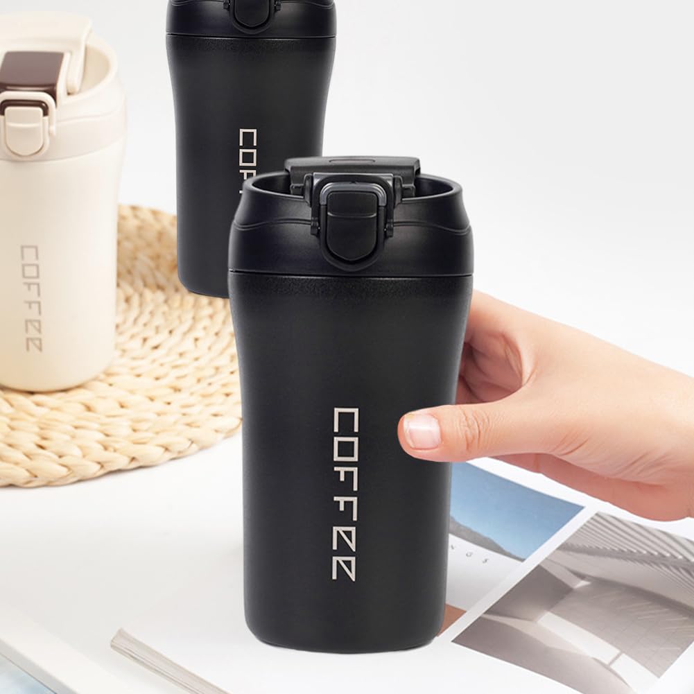 2-Pack 13.5oz Insulated Travel Coffee Mug Tumbler, Black and White Set C87290