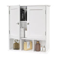 White Bathroom Wall Cabinet with 2 Door Adjustable Shelves W673744