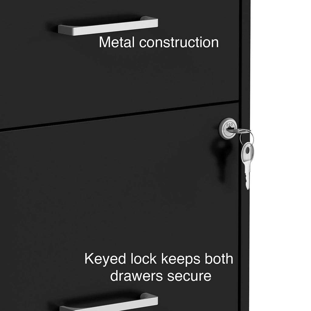Black 2-Drawer Letter Size File Cabinet B347
