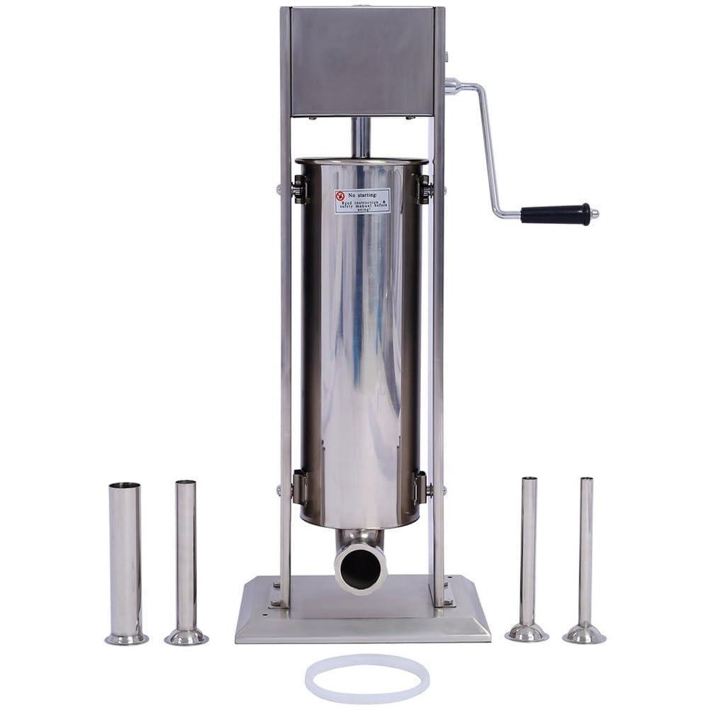 7L Stainless Steel Vertical Sausage Stuffer with 4 Stuffing Tubes G265830