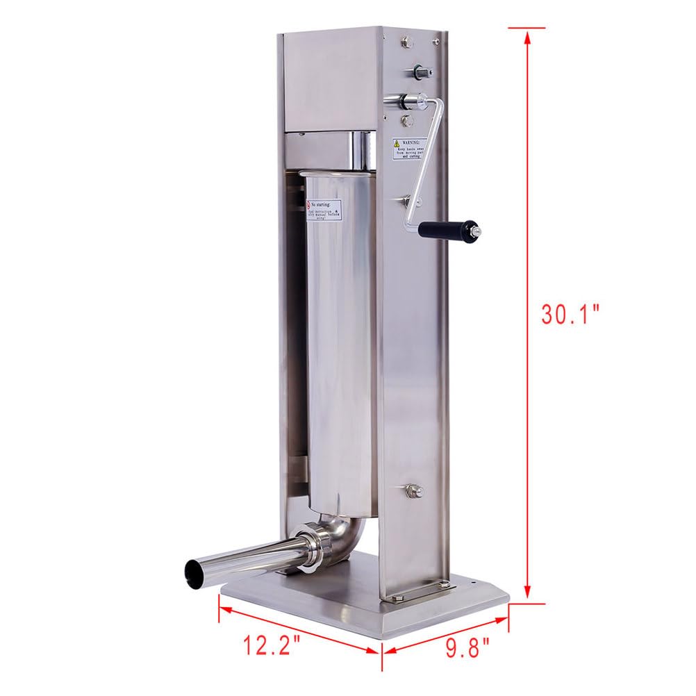 7L Stainless Steel Vertical Sausage Stuffer with 4 Stuffing Tubes G265830