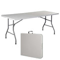 6' Folding Table Portable Plastic Indoor Outdoor White D101