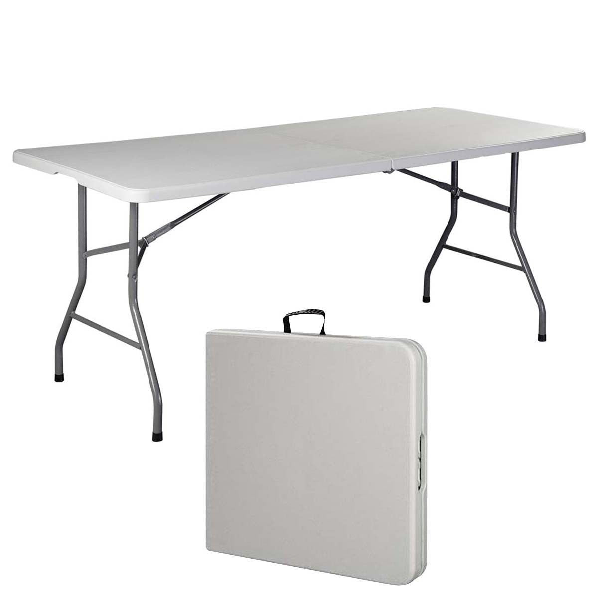 6' Folding Table Portable Plastic Indoor Outdoor White D101