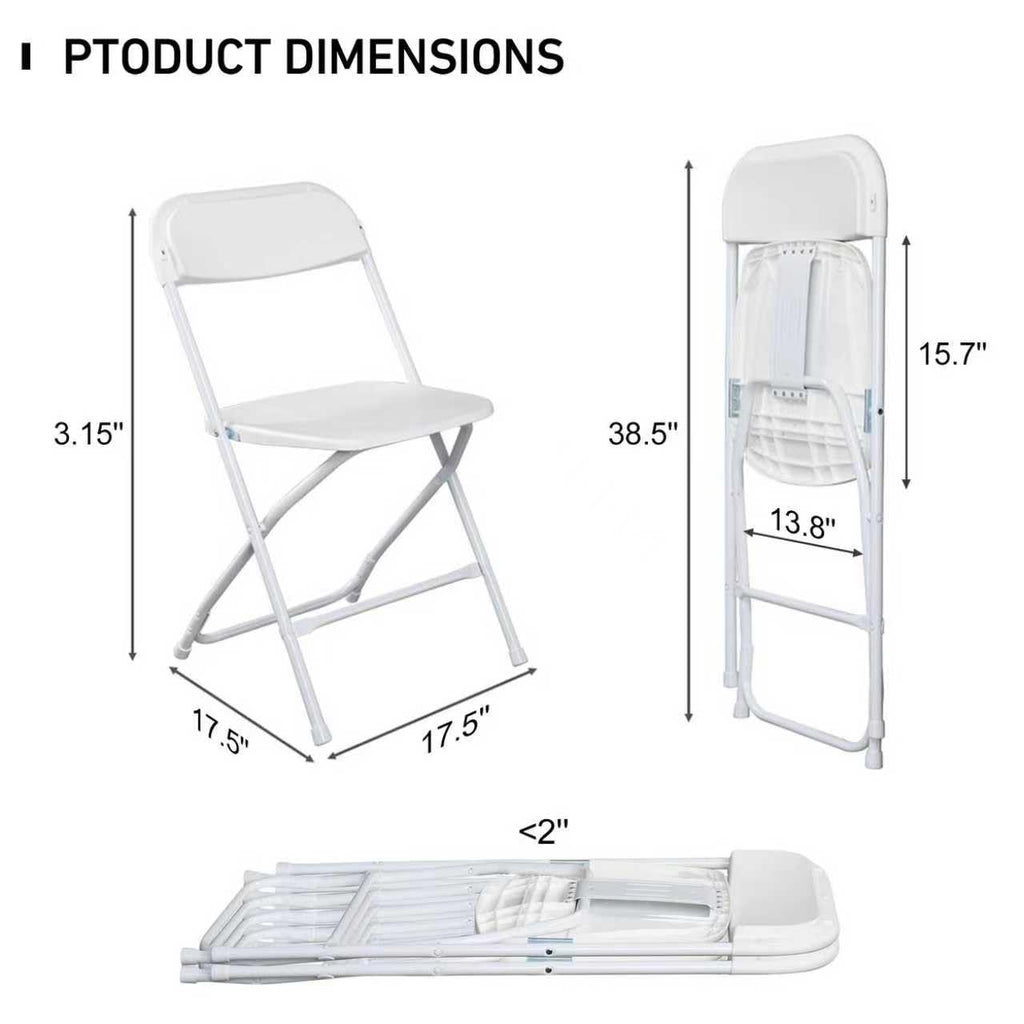 10 Pack White Plastic Folding Chairs with Steel Frame Q63319