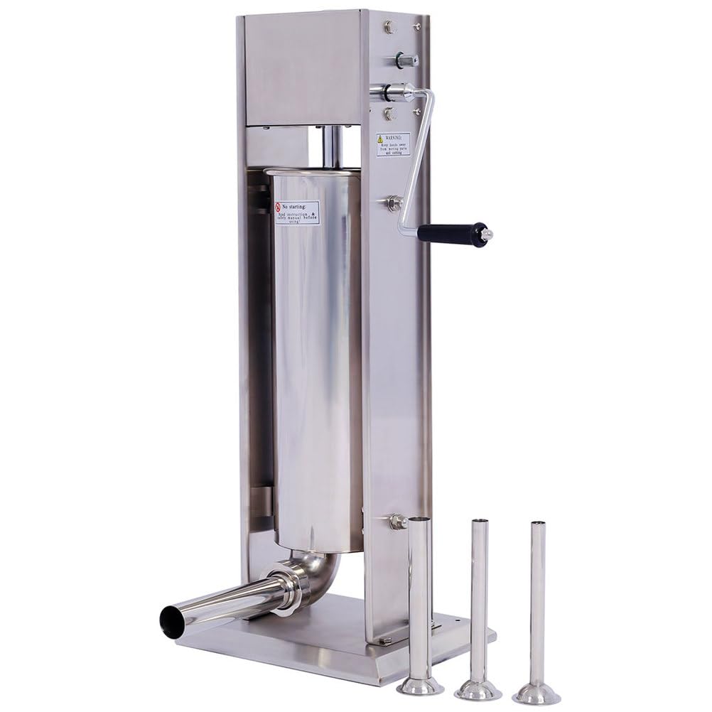 7L Stainless Steel Vertical Sausage Stuffer with 4 Stuffing Tubes G265830
