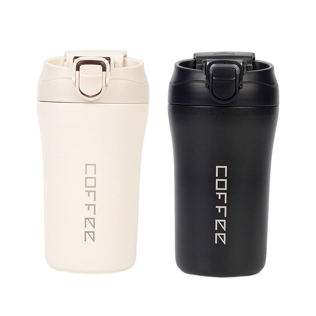 2-Pack 13.5oz Insulated Travel Coffee Mug Tumbler, Black and White Set C87290
