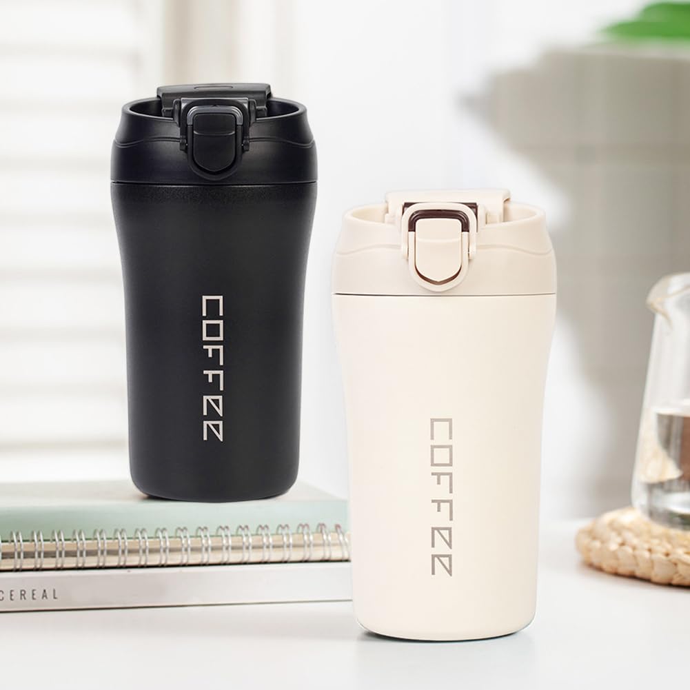 2-Pack 13.5oz Insulated Travel Coffee Mug Tumbler, Black and White Set C87290