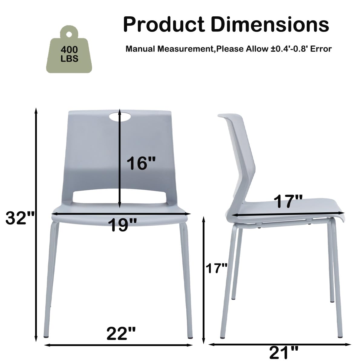 Grey Stacking Guest Chairs Set of 4 Q880