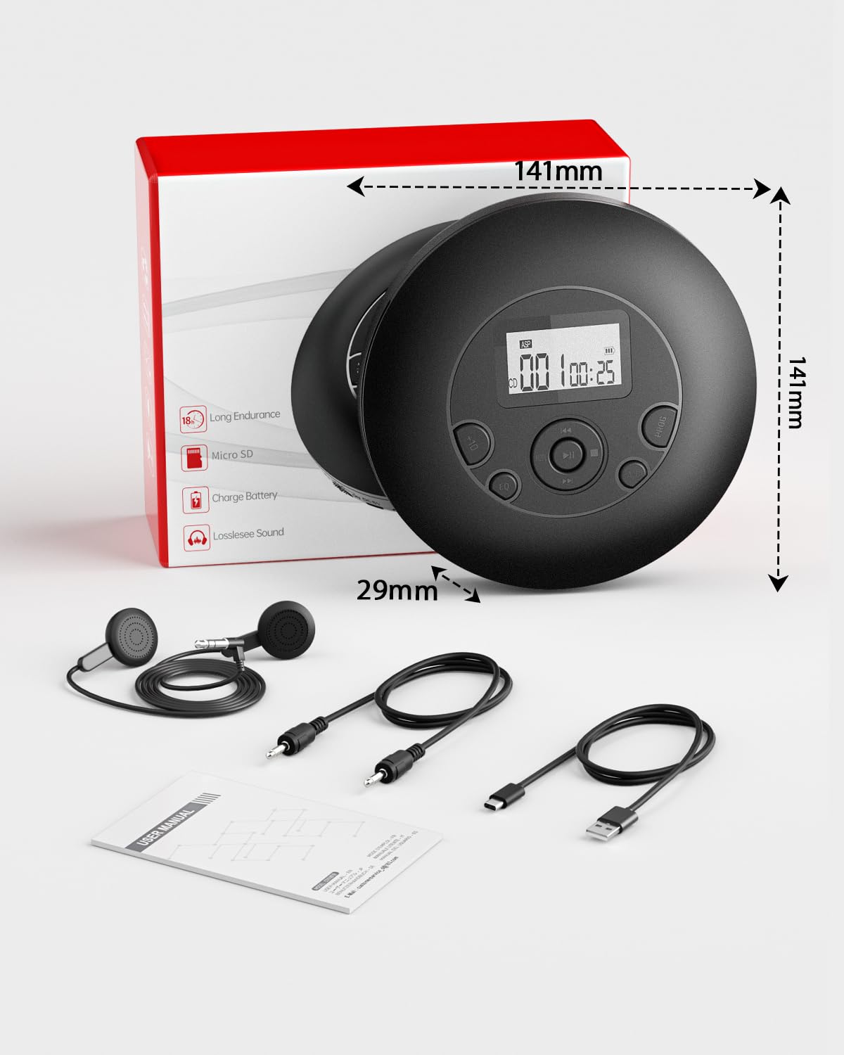 Portable CD Player Rechargeable with Headphones H5129