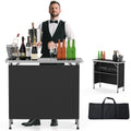 Portable 2-Tier Mobile Bar Table with Black Skirt Y224828