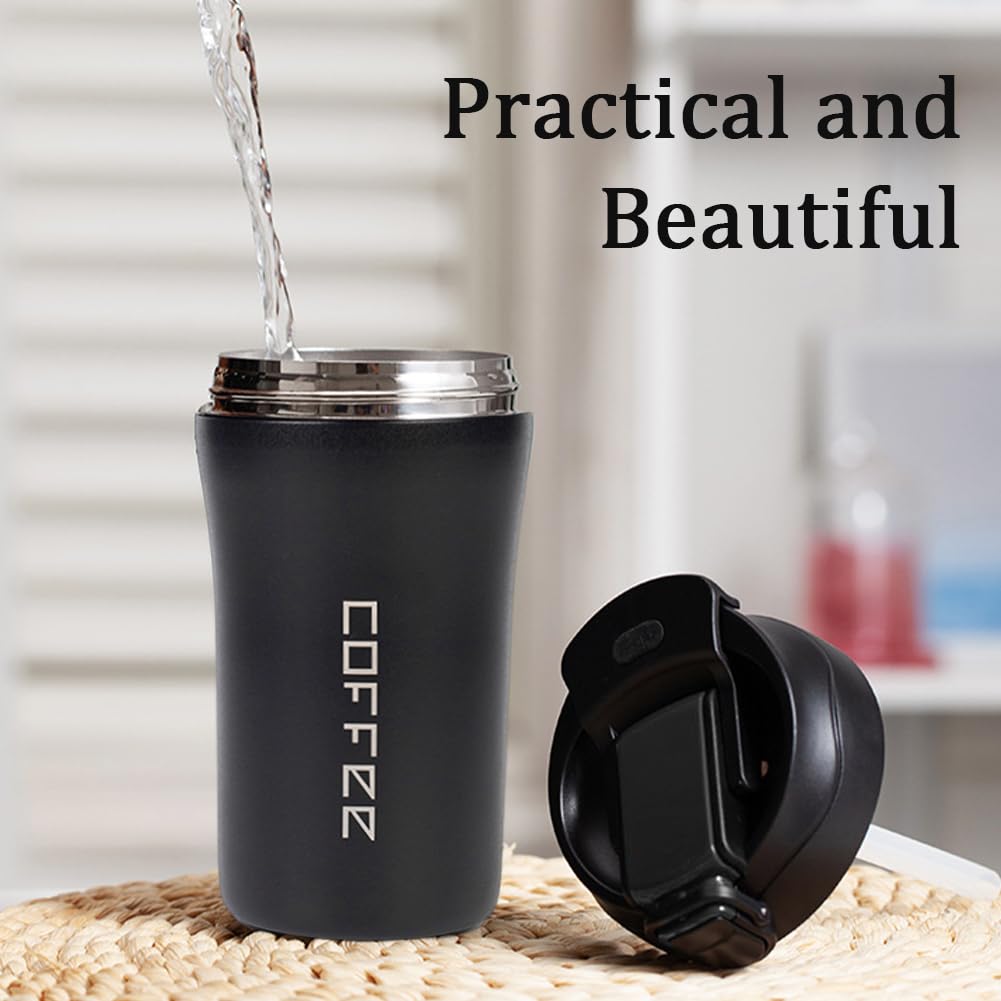 2-Pack 13.5oz Insulated Travel Coffee Mug Tumbler, Black and White Set C87290