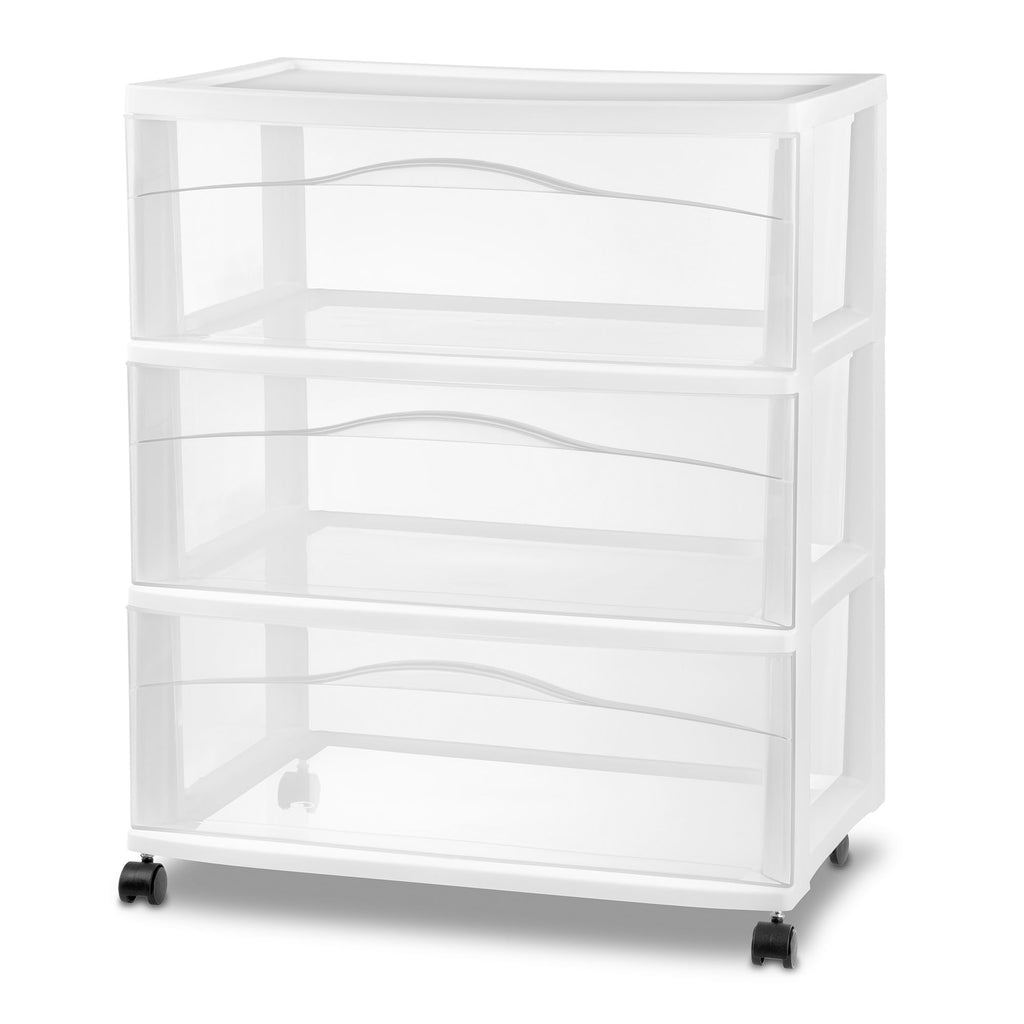 Wide 3 Drawer Plastic Rolling Storage Cart P198511