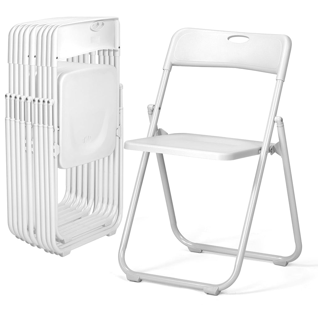 Folding Chairs Set of 10 White Plastic V7227