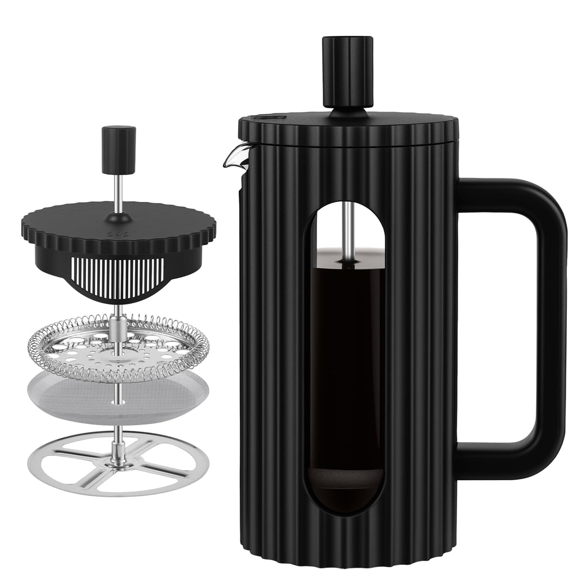 French Press Coffee Maker 12OZ Borosilicate Glass X741