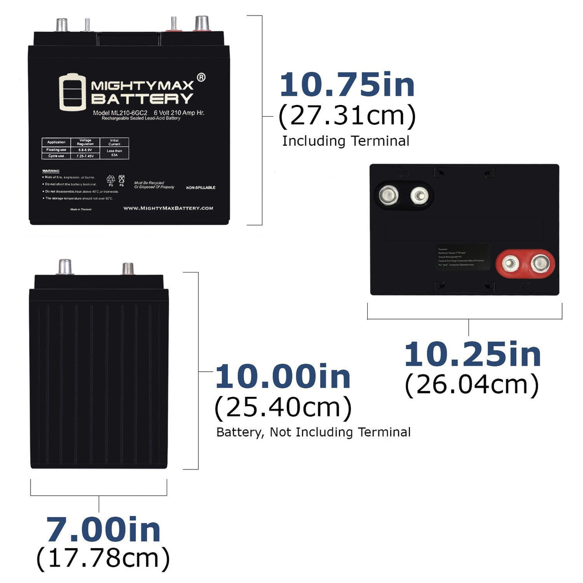 6V 210AH Dual Terminal SLA Deep Cycle Battery 4 Pack K334