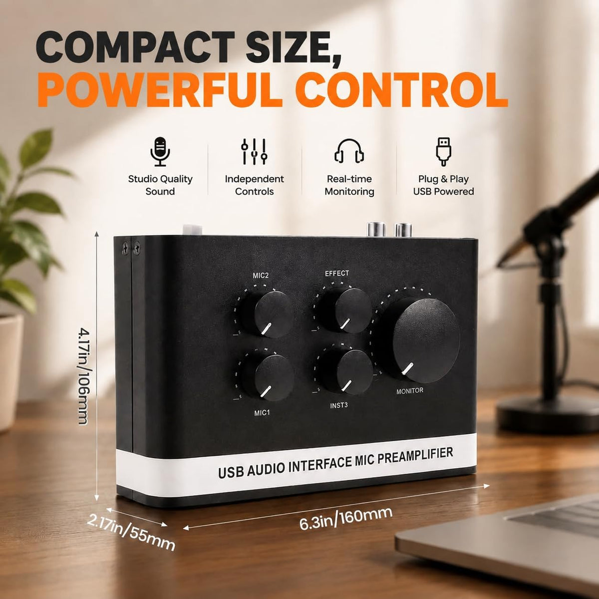 USB C Audio Interface with 48V Phantom Power T8583