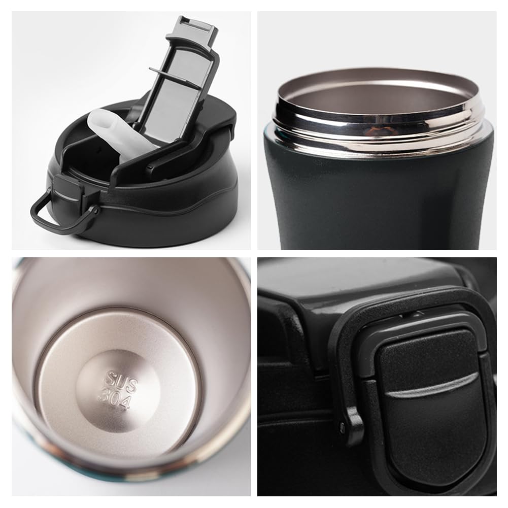 2-Pack 13.5oz Insulated Travel Coffee Mug Tumbler, Black and White Set C87290