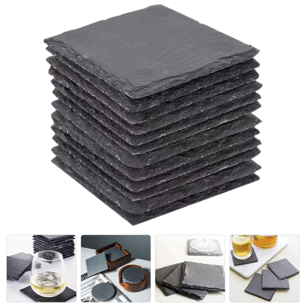 12pcs Natural Stone Drink Coasters Set Y931