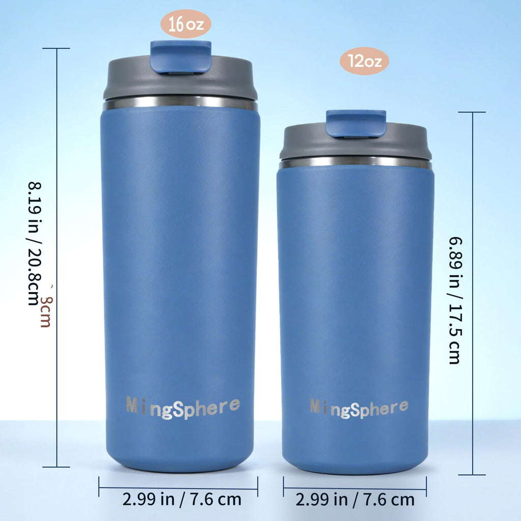 16oz Insulated Stainless Steel Coffee Cup with Flip Lid, Blue F824068