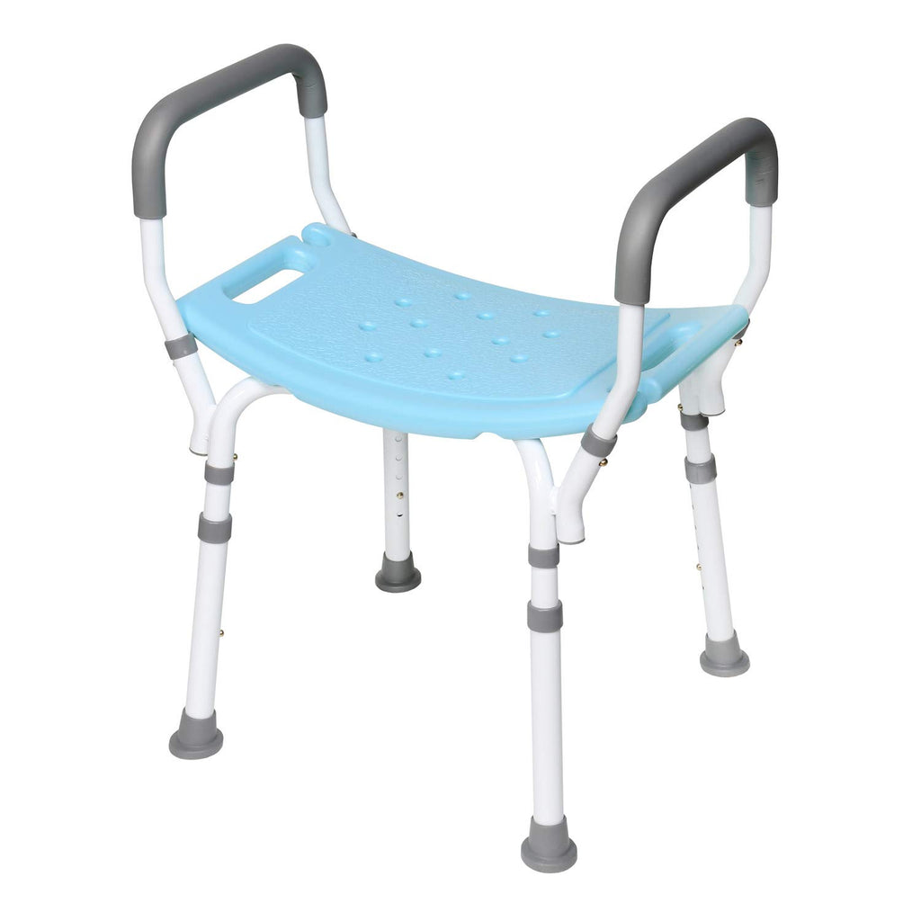 Blue Shower Chair with Back and Padded Arms J116