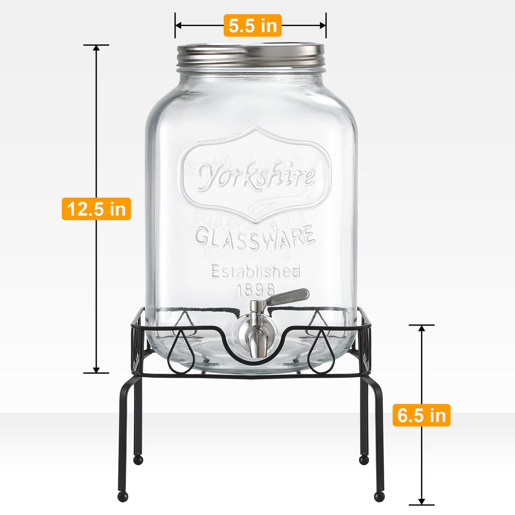 2 Gallon Glass Beverage Dispenser with Stand and Lid K2058