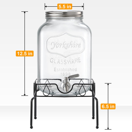 2 Gallon Glass Beverage Dispenser with Stand and Lid K2058