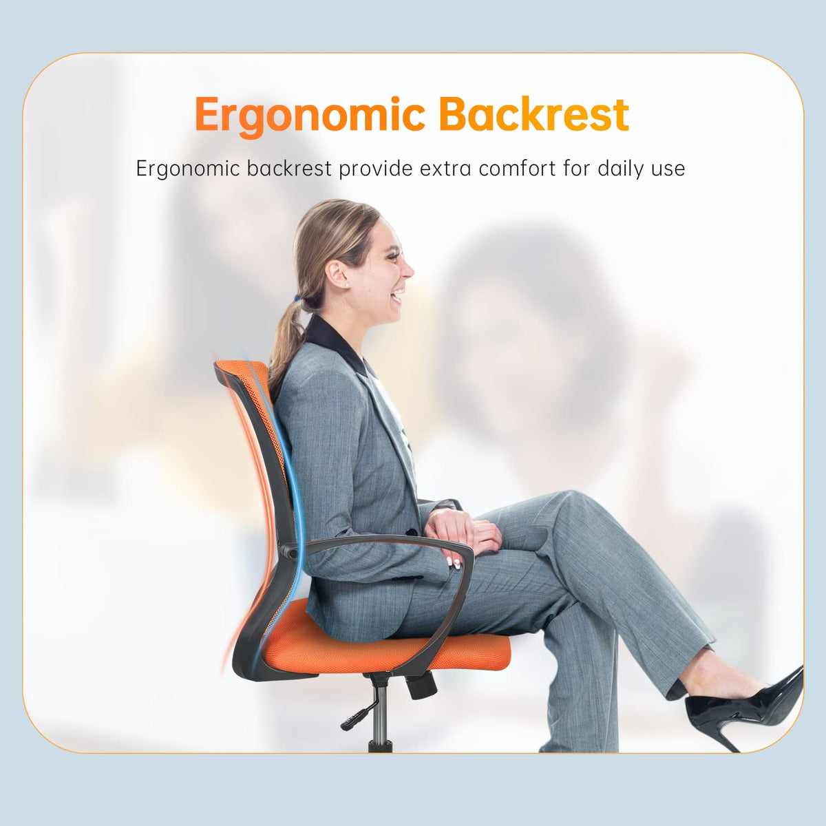 Orange Ergonomic Mesh Office Chair with Lumbar Support Armrest R775