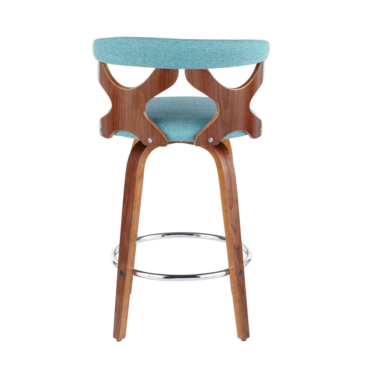 Walnut and Teal Fabric Counter Stool Set of 2 Y741