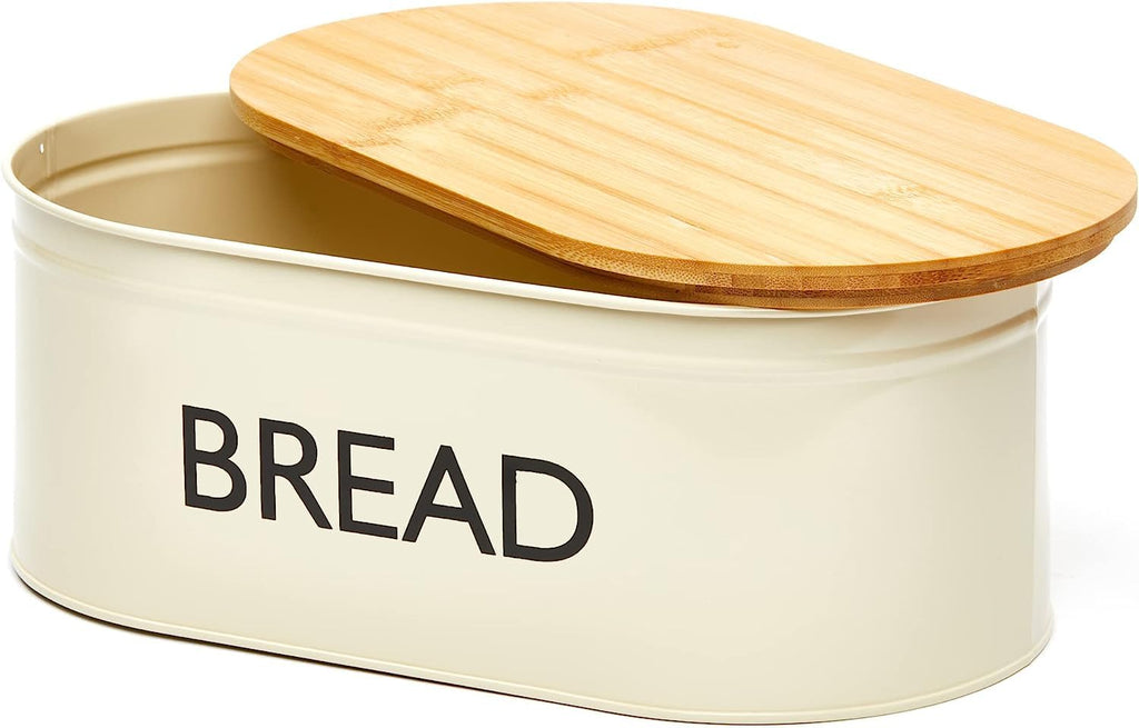 Metal Bread Box with Bamboo Lid O843318