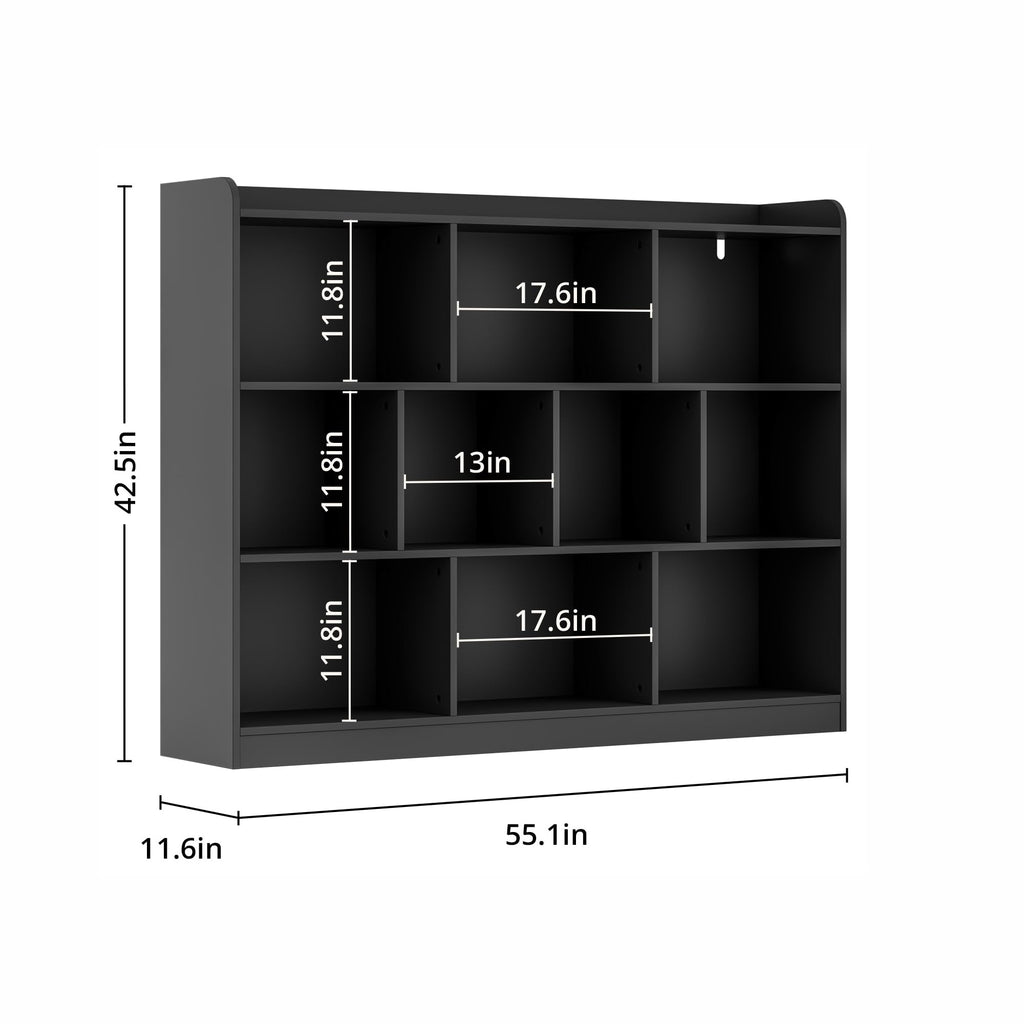 Black 3 Tier Wood Bookshelf U311896