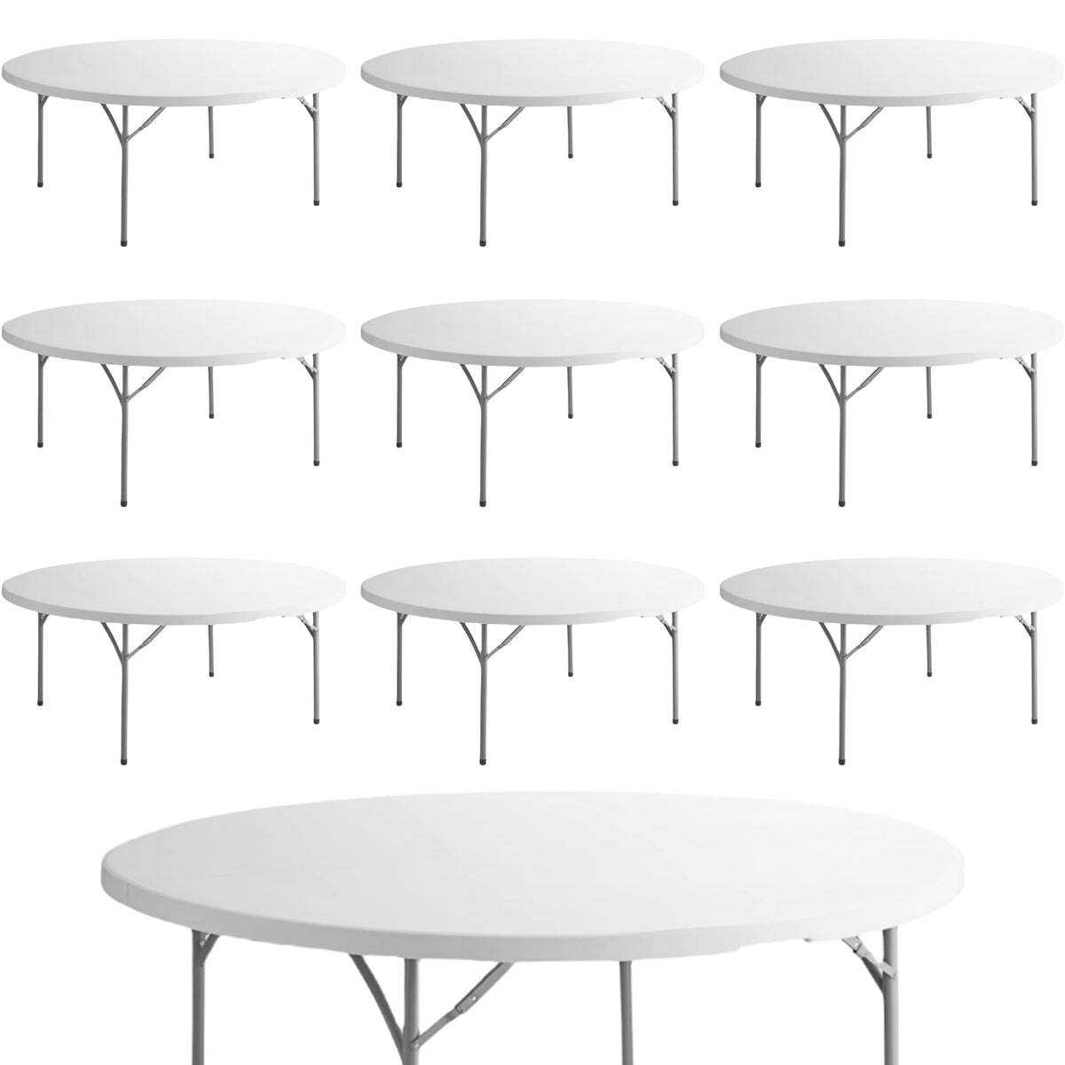 10 Pack 6 Foot Round Granite White Plastic Folding Table Z4495