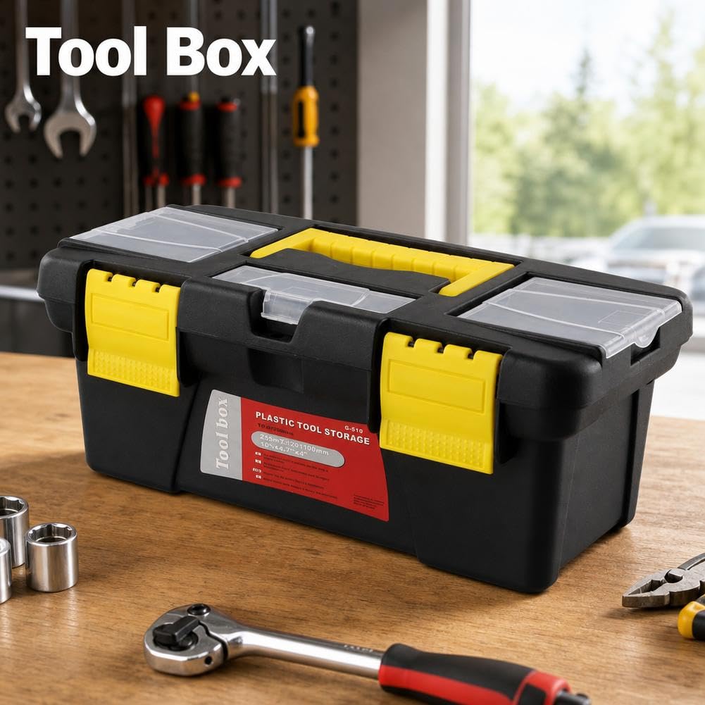 10-Inch Two-Layer Plastic Toolbox with Reinforced Handle R826