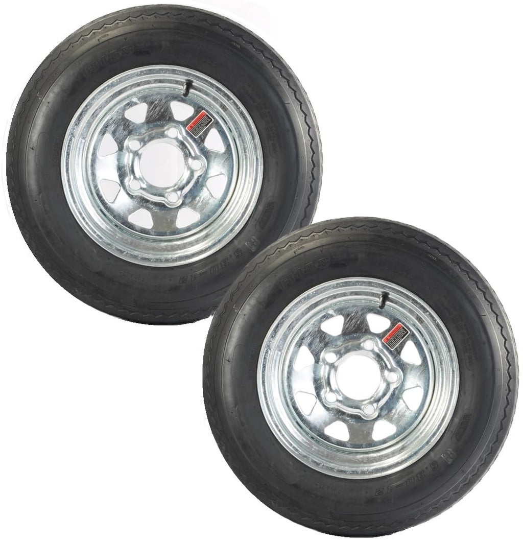 2-Pack Trailer Tire Rim Assembly 5.30-12 12 Inch Galvanized LRC D26347