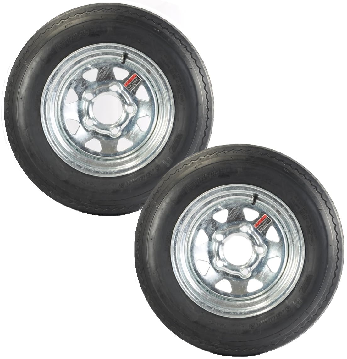 2-Pack Trailer Tire Rim Assembly 5.30-12 12 Inch Galvanized LRC D26347