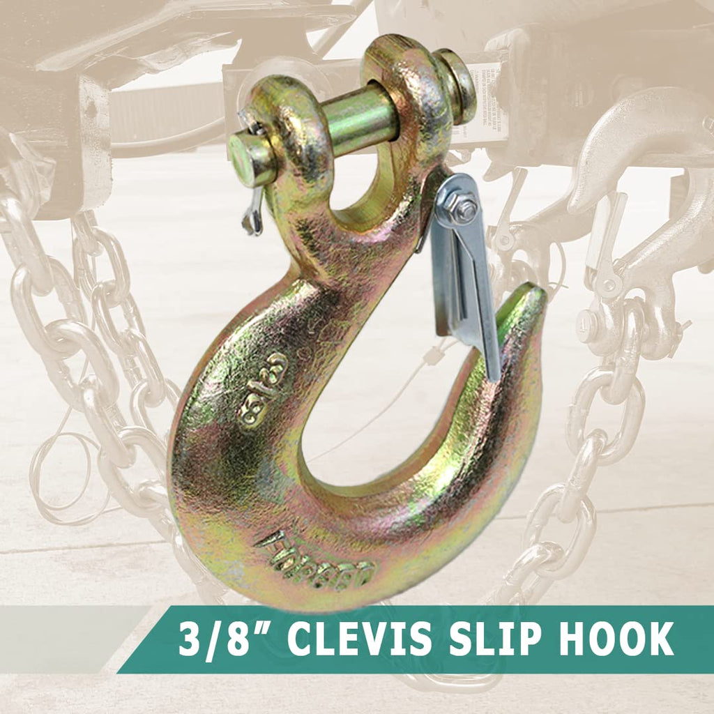 4 Pack 3/8" Grade 70 Forged Clevis Slip Hook with Safety Latch O4807