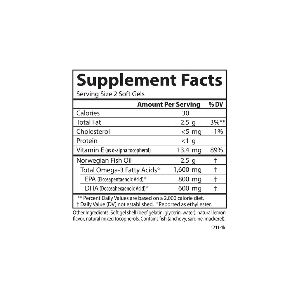 Omega-3 1600mg Soft Gels 90 Count P24143