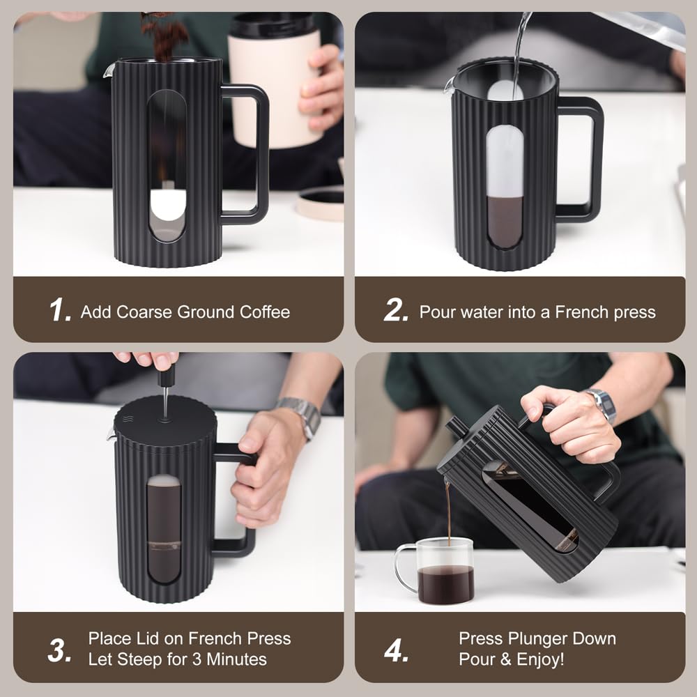 French Press Coffee Maker 12OZ Borosilicate Glass X741