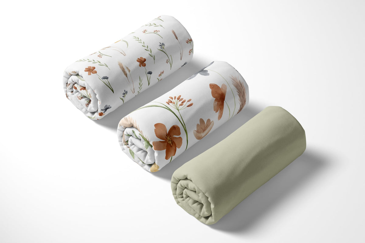3-Piece Baby Crib Sheets Set Fitted Standard Size K2039