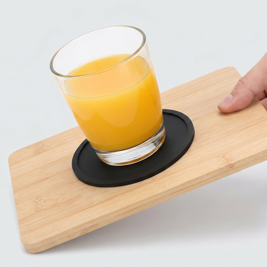 Black Set of 4 Round Silicone Coasters B916
