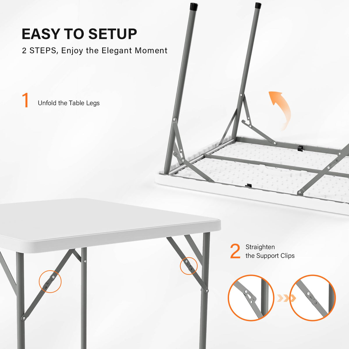 White 34 inch Folding Card Table O830035