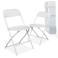 10 Pack White Plastic Folding Chairs with Steel Frame Q63319