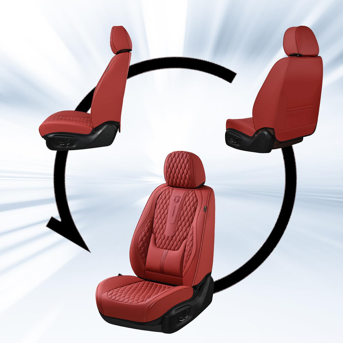 Red Full Set Nappa Leather Car Seat Covers T7818