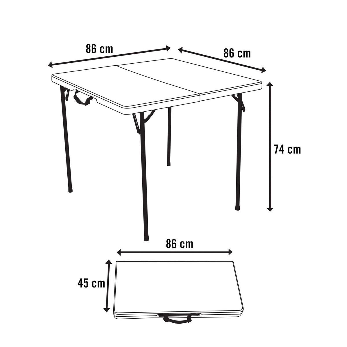 White 34 Inch Fold in Half Square Table H457178