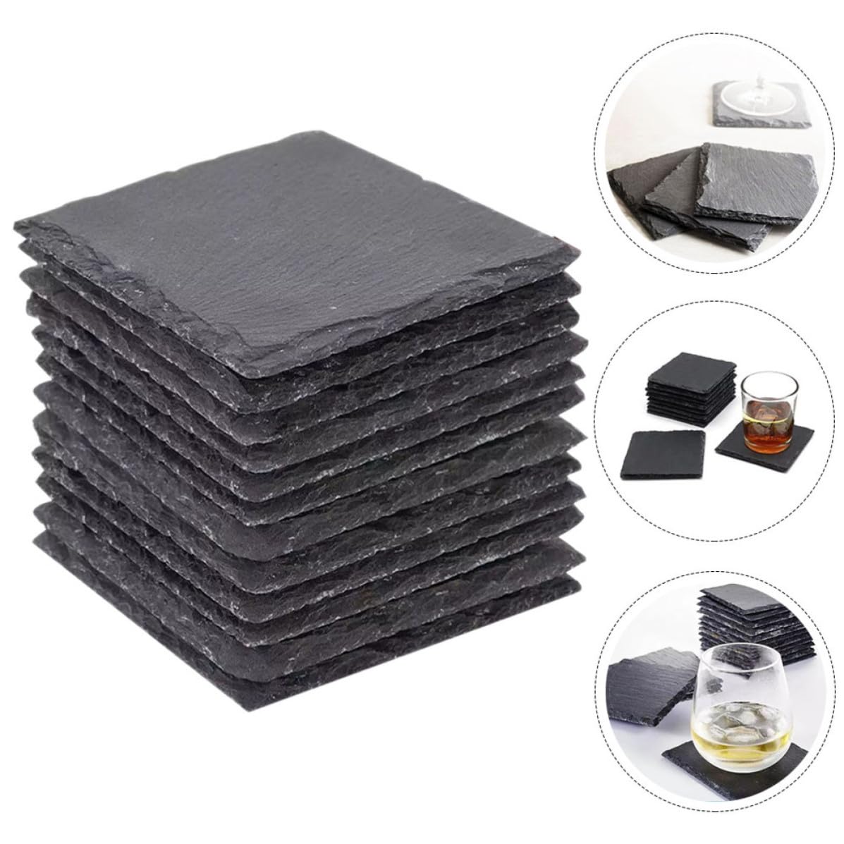12pcs Natural Stone Drink Coasters Set Y931