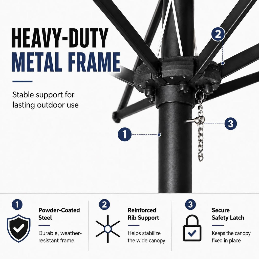 13FT Double-Sided Patio Umbrella with Base Navy Blue U87826