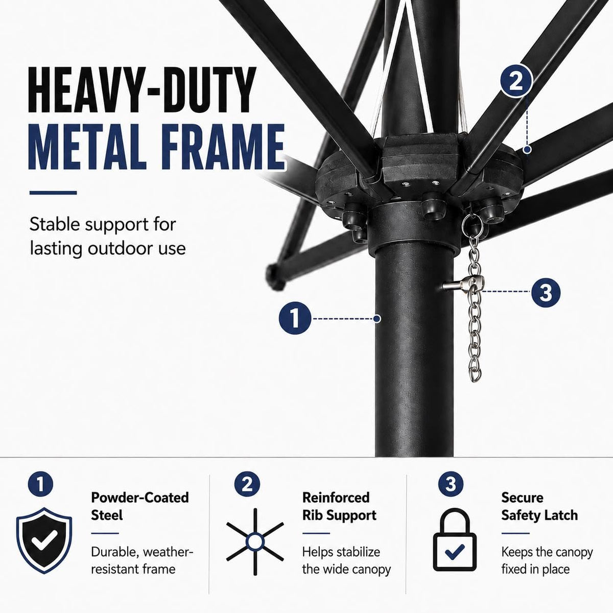 13FT Double-Sided Patio Umbrella with Base Navy Blue U87826