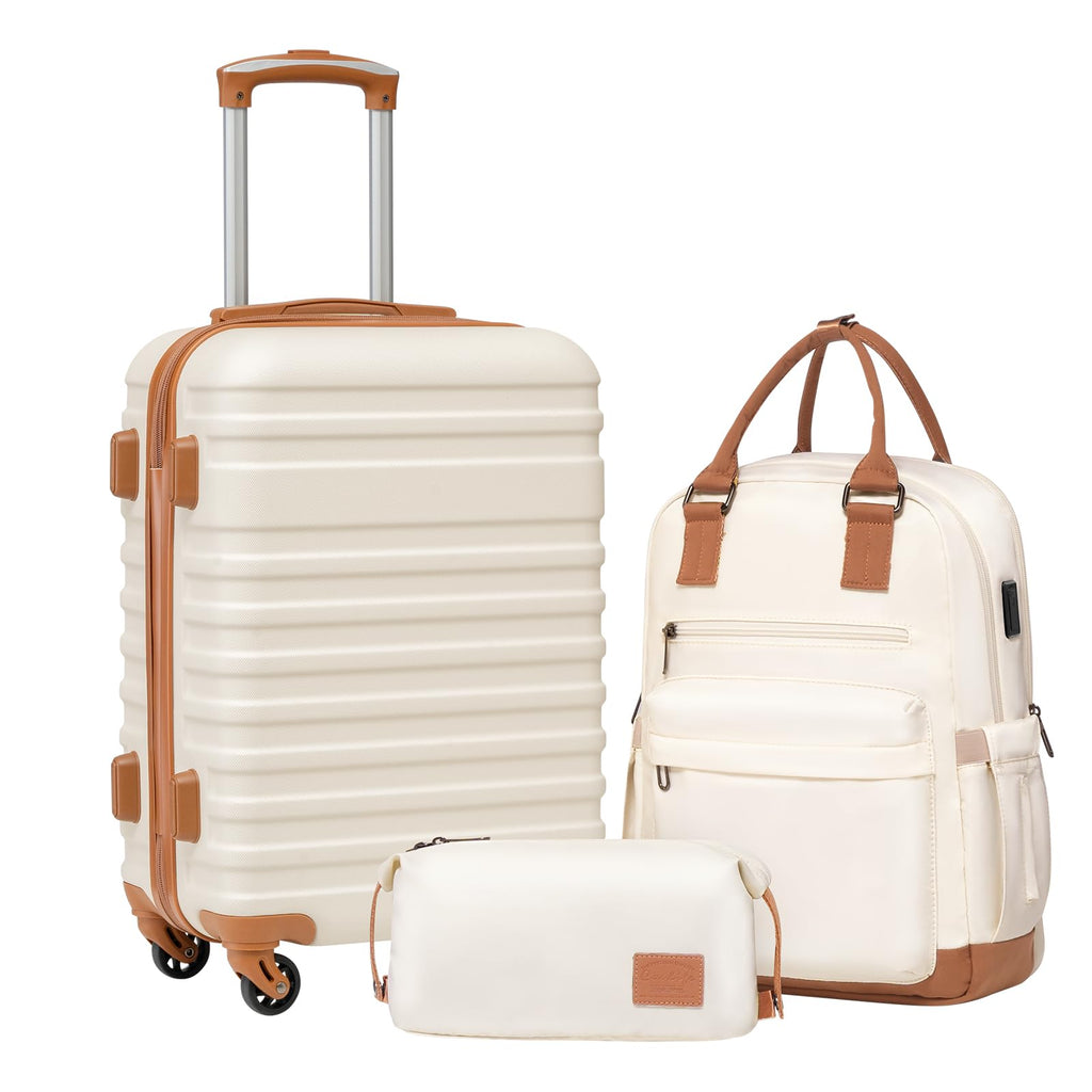 White 3 Piece Hardside Luggage Set L52625